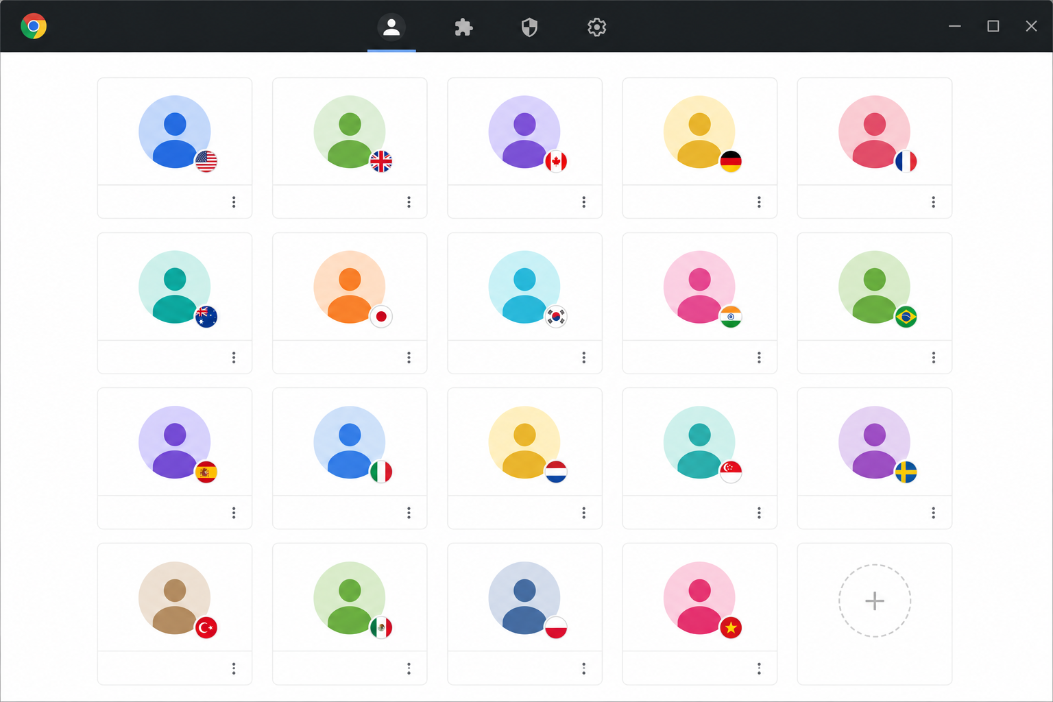 1Browser dashboard showing free profiles