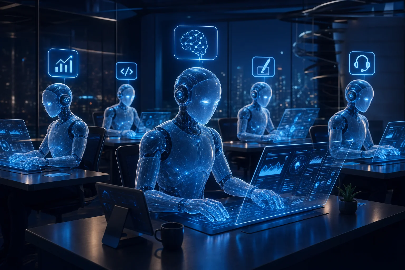 8 AI agents working at digital workstations replacing agency staff in 2026