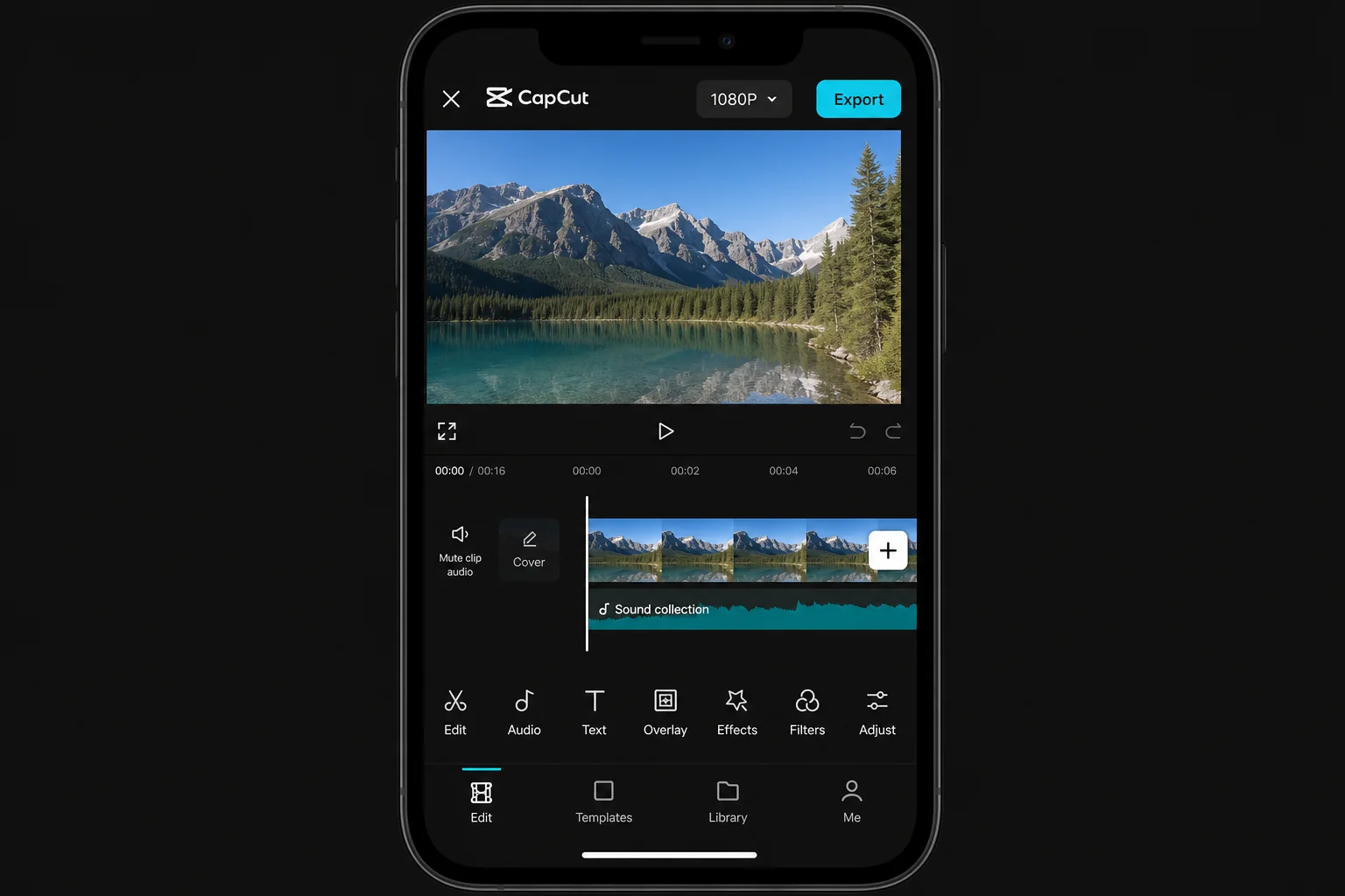 CapCut mobile video editing interface on smartphone with timeline and editing tools