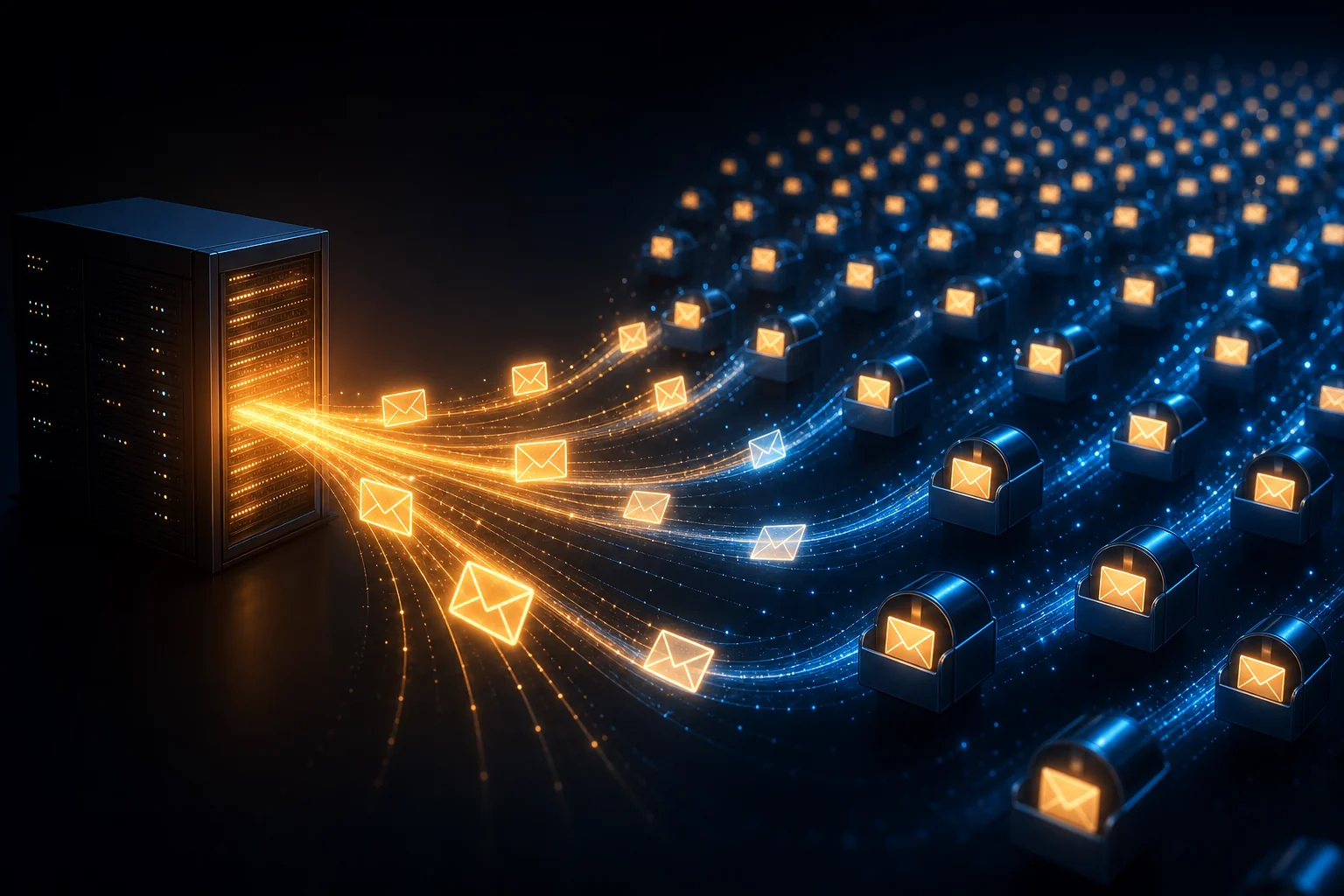 AI cold email automation sending thousands of personalised emails from a server