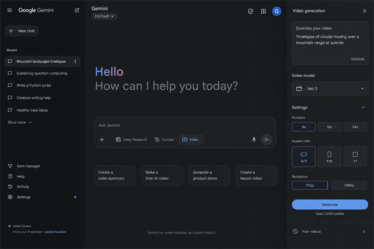 Google Gemini Omni dashboard interface