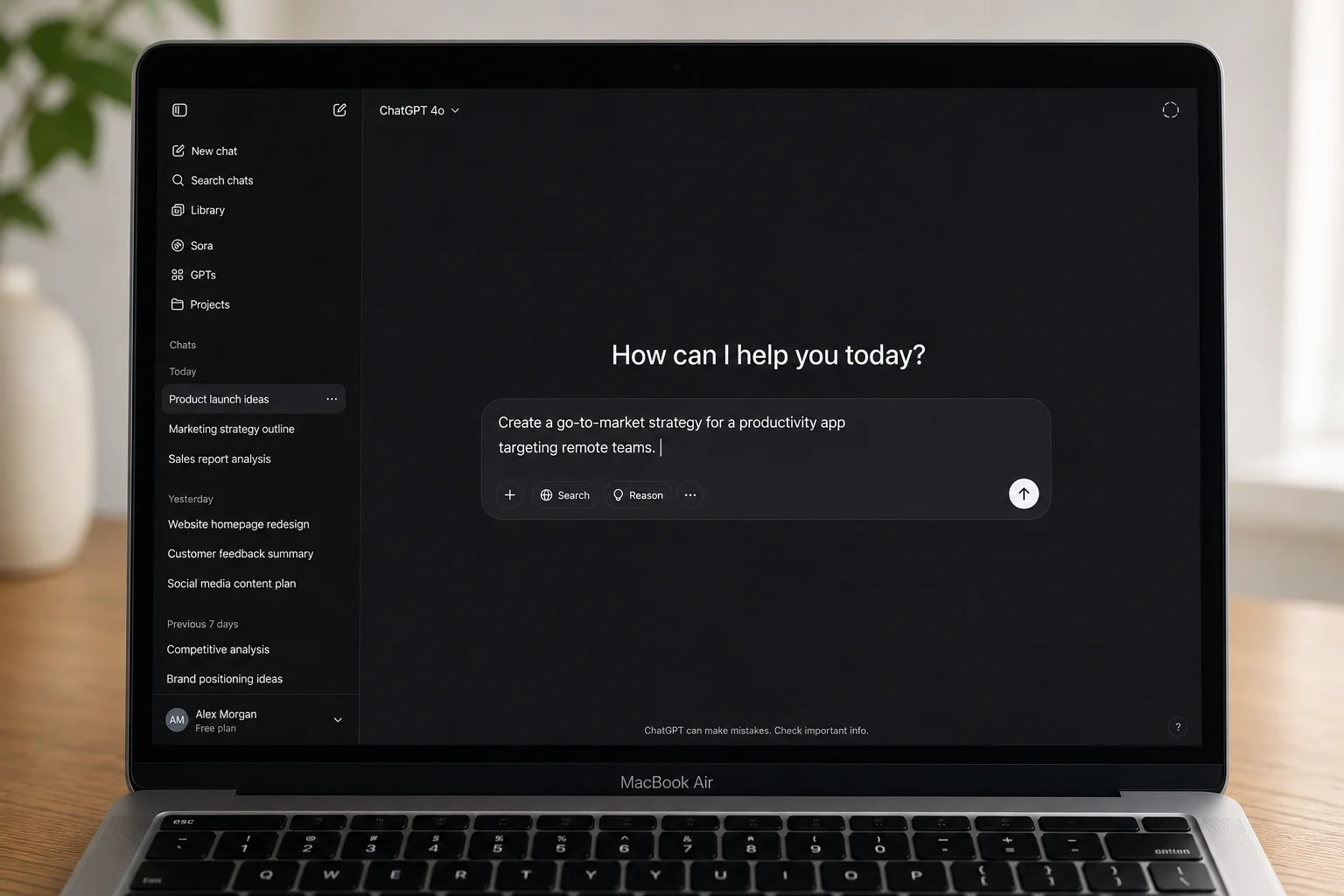 GHL Ask AI interface used to generate a detailed AI Studio prompt for a local business landing page