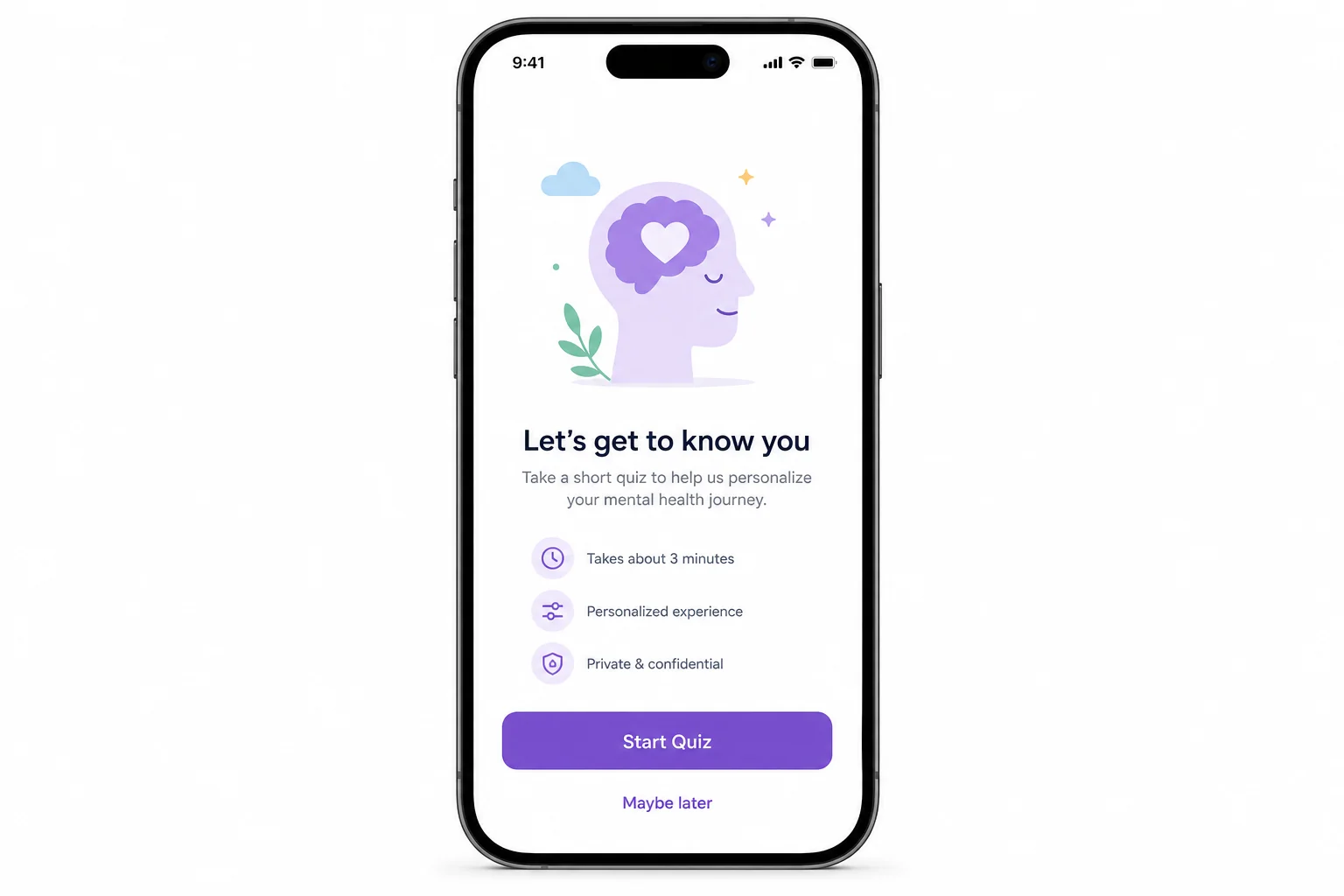 Liven app onboarding quiz on a mobile phone screen