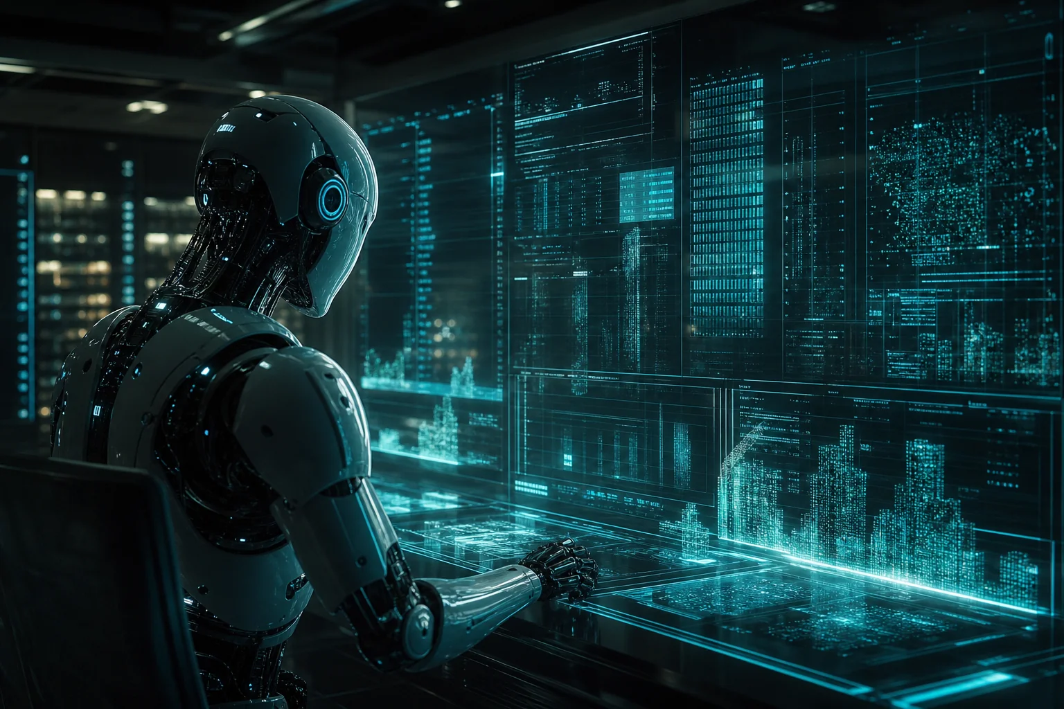AI agent scanning business databases and prospect lists across multiple screens