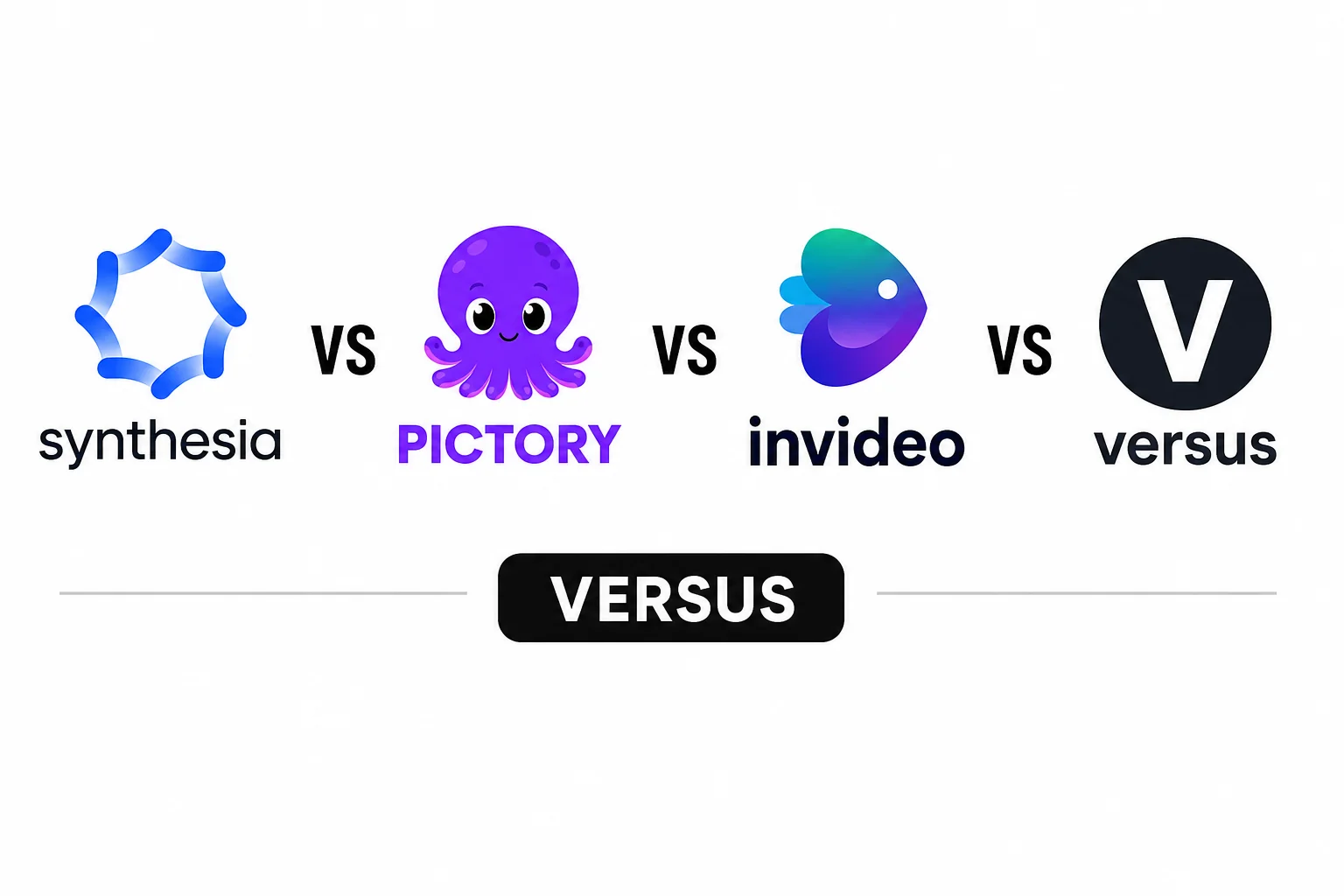 Syllaby versus competitor AI video tools: Synthesia, Pictory, and InVideo AI comparison graphic