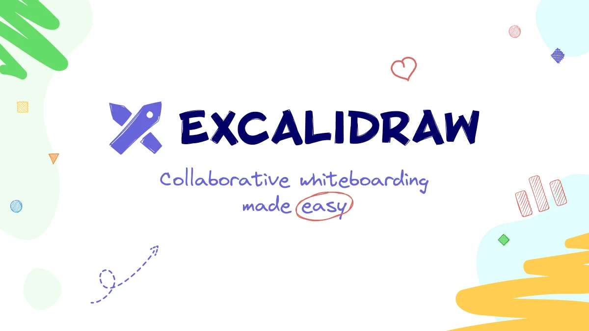 Excalidraw logo and tagline, collaborative whiteboarding made easy