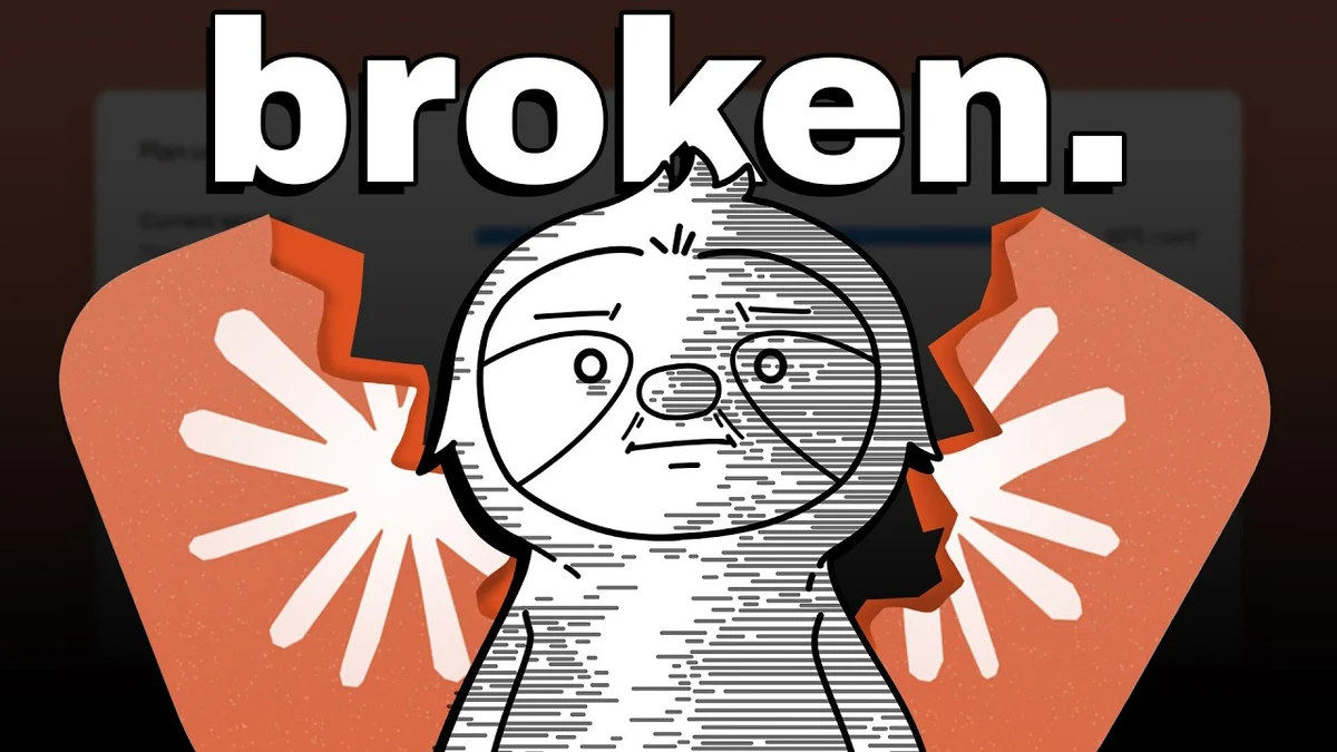 The Coding Sloth video thumbnail with a broken Claude logo and a stressed cartoon sloth