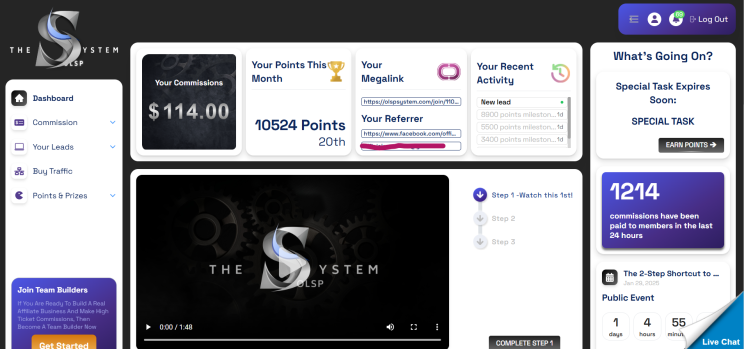 the olsp system dashboard