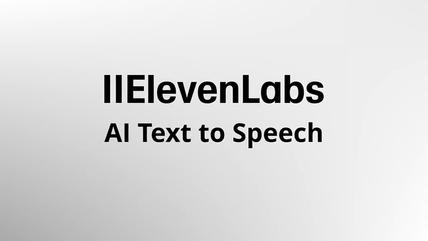 The ElevenLabs logo, displaying "IIElevenLabs" in bold black text. Below it, the text "AI Text to Speech" is centered. The background is a plain light gray.